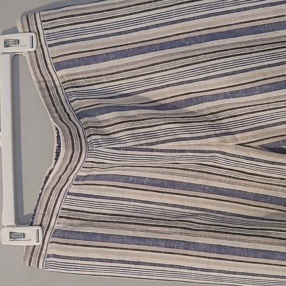 Women's 24W Petite striped Linen blend pull-on wide leg pants beach boho casual - Picture 2 of 15